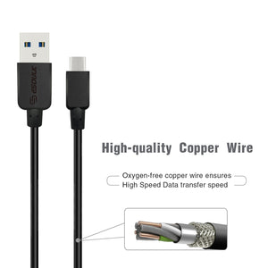 TYPE-C 2A 10ft Round Cable For In Black