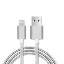Load image into Gallery viewer, USB Lightning Iphone 3.3FT Metal Connector &amp; Nylon Braided 8 PIN USB 2.0 Data Cable In White
