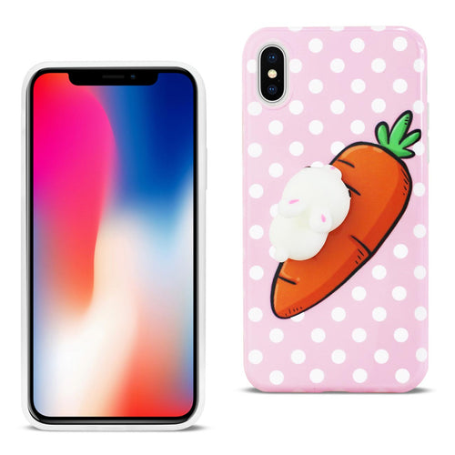 iPhone X/iPhone XS TPU DESIGN CASE WITH 3D SOFT SILICONE POKE SQUISHY RABBIT