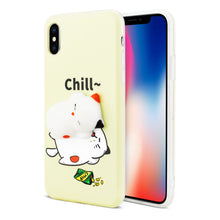 Load image into Gallery viewer, iPhone X/iPhone XS TPU DESIGN CASE WITH 3D SOFT SILICONE POKE SQUISHY SLEEPING CAT