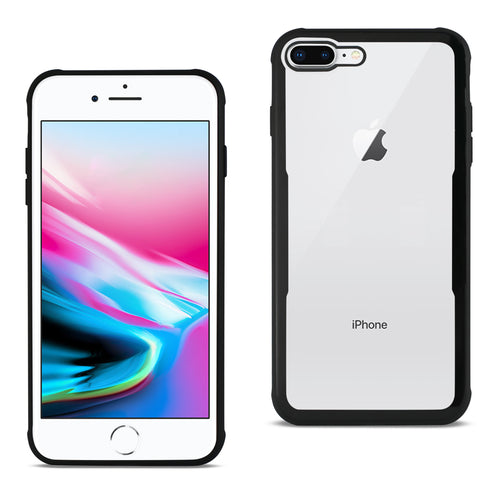 iPhone 8 Plus Hard Glass TPU Case With Tempered Glass Screen Protector In Clear Black