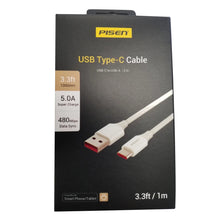 Load image into Gallery viewer, USB Type C 3.3ft 5.0A quick charge Cable with 480Mbps Data Sync In White
