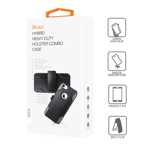 iPhone 7 Plus/8 Plus/SE2 3-In-1 Hybrid Heavy Duty Holster Combo Case In Black