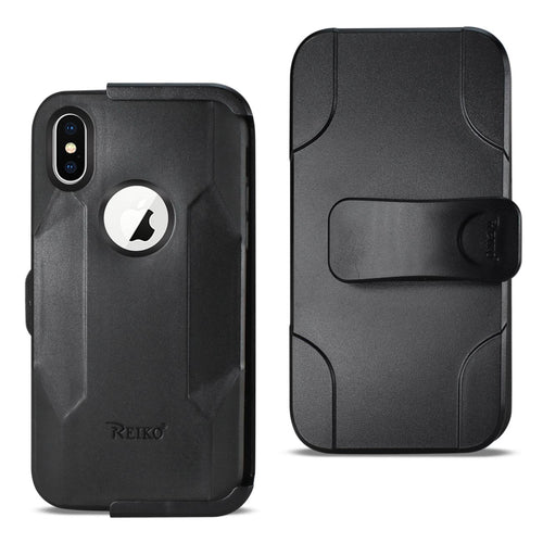 iPhone X/iPhone XS 3-In-1 Hybrid Heavy Duty Holster Combo Case In Black