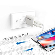 Load image into Gallery viewer, 12W 2.4A Dual USB Travel Wall charger With 5FT Charging Cable for 8 PIN In White
