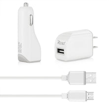 Load image into Gallery viewer, Micro 1 Amp 3-In-1 Car Charger Wall Adapter With Usb Cable