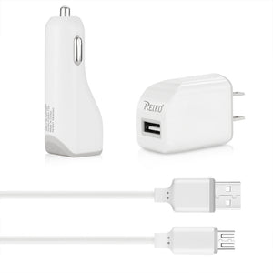 Micro 1 Amp 3-In-1 Car Charger Wall Adapter With Usb Cable